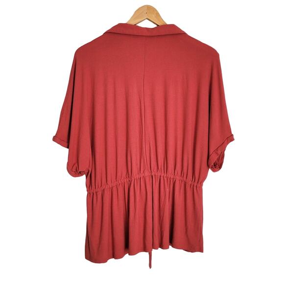 Daytrip Buckle Womens Button Down Dolman Blouse Size Small Cinch Waist Salmon - Picture 2 of 5